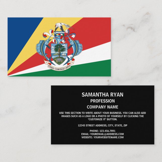 Seychellois Flag & Coat of Arms, Seychelles Business Card (Front/Back)