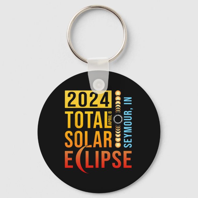 Seymour Indiana Total Solar Eclipse 2024  Key Ring (Front)