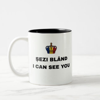 ȘEZI BLÂND, I CAN SEE YOU Two-Tone COFFEE MUG