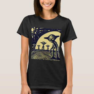 SF - Aliens On A Strange Planet Woodcut 2 T-Shirt