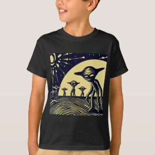 SF - Aliens On A Strange Planet Woodcut 2 T-Shirt