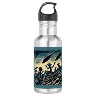 SF - Aliens On A Strange Planet Woodcut 3 532 Ml Water Bottle