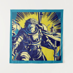SF - Anime Hero Woodcut 1 Tapestry