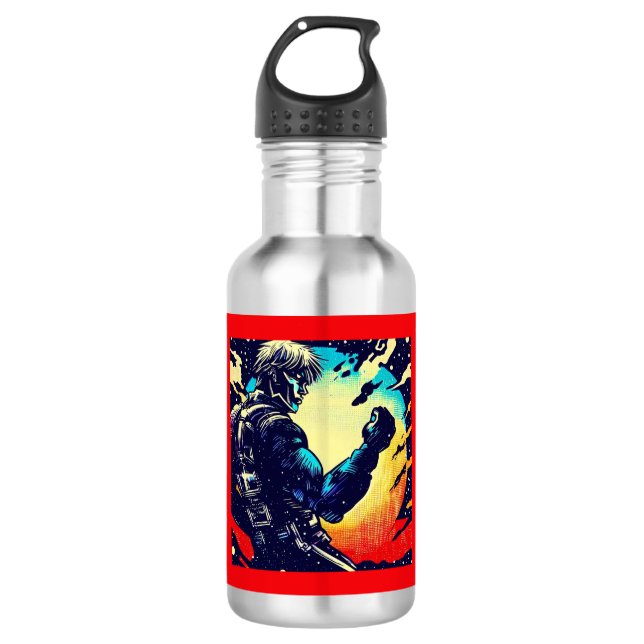 SF - Anime Hero Woodcut 2 532 Ml Water Bottle (Front)