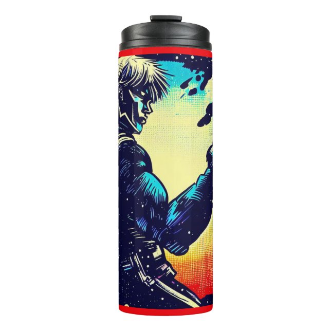 SF - Anime Hero Woodcut 2 Thermal Tumbler (Front)