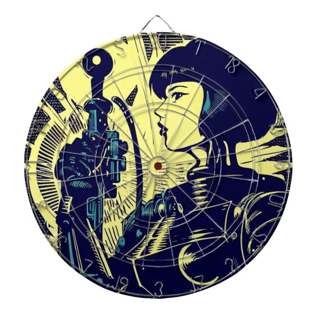 SF Anime Hero - Woodcut (3) Dartboard (Front)