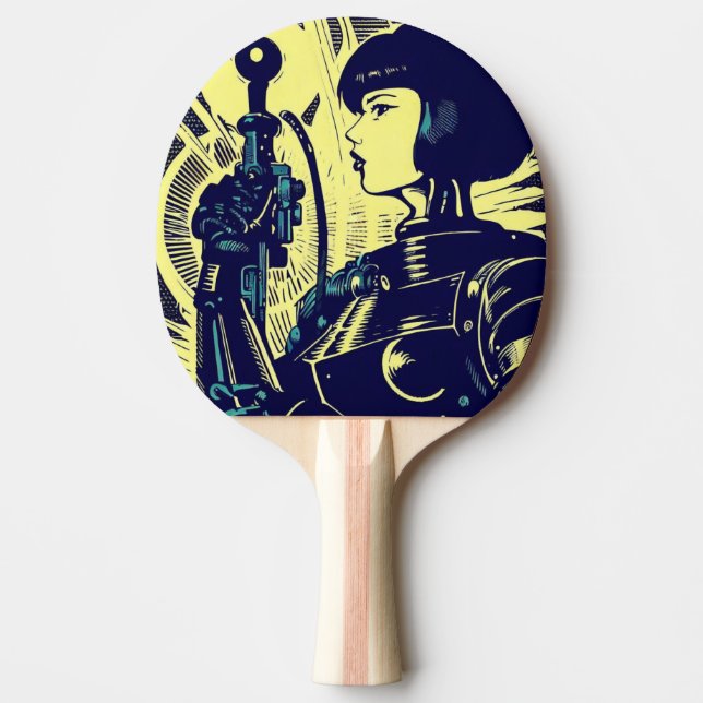 SF Anime Hero - Woodcut (3) Ping Pong Paddle (Front)