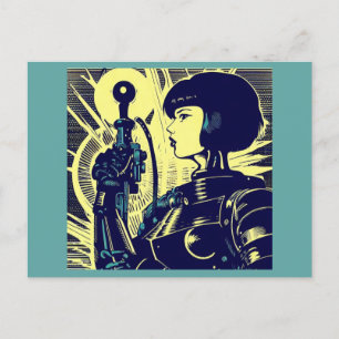 SF - Anime Hero Woodcut 3 Postcard
