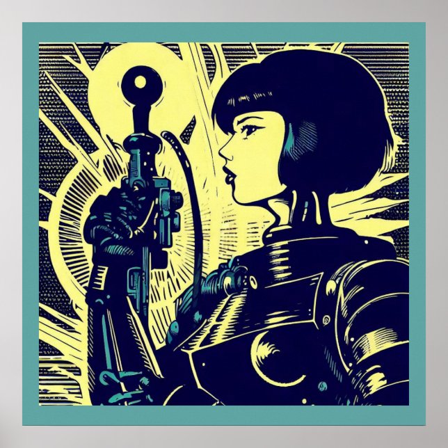 SF - Anime Hero Woodcut 3 Poster (Front)