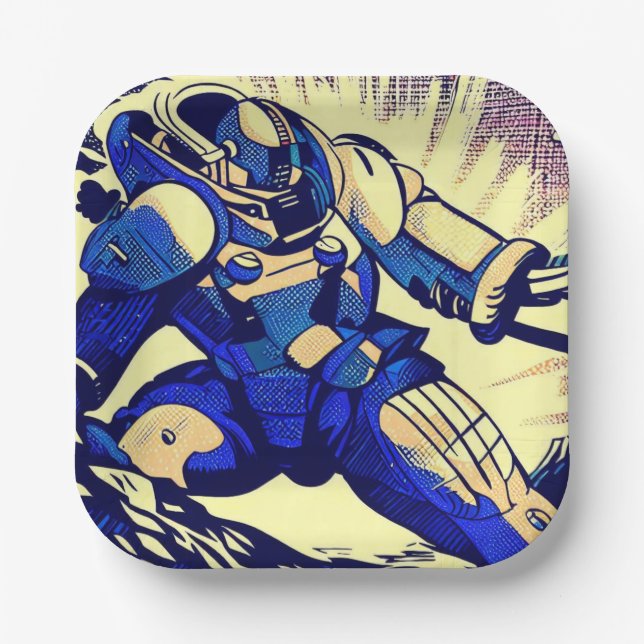 SF - Anime Hero Woodcut 4 Paper Plate (Front)