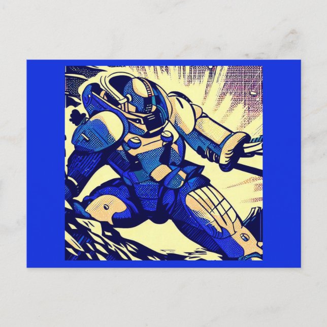 SF - Anime Hero Woodcut 4 Postcard (Front)