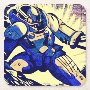 SF - Anime Hero Woodcut 4 Square Paper Coaster