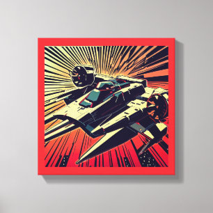 SF - Anime Starfighter Woodcut 1 Canvas Print