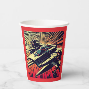 SF - Anime Starfighter Woodcut 1 Paper Cups