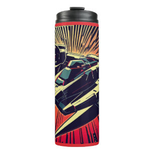 SF - Anime Starfighter Woodcut 1 Thermal Tumbler