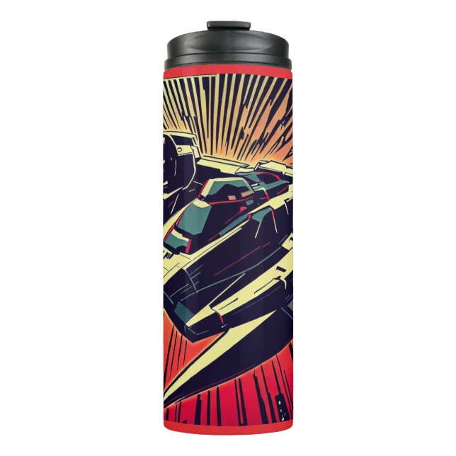 SF - Anime Starfighter Woodcut 1 Thermal Tumbler (Front)