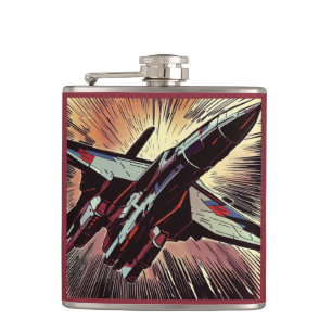 SF - Anime Starfighter Woodcut 2 Hip Flask