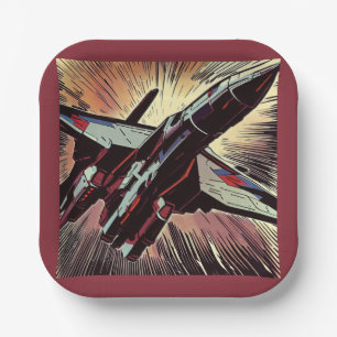 SF - Anime Starfighter Woodcut 2 Paper Plate