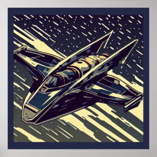 SF - Anime Starfighter Woodcut 4 Poster