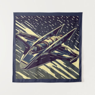 SF - Anime Starfighter Woodcut 4 Tapestry