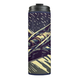 SF - Anime Starfighter Woodcut 4 Thermal Tumbler