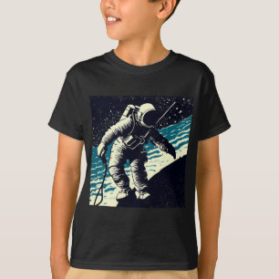 SF - Astronaut on Spacewalk Woodcut 2 T-Shirt
