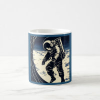 SF - Astronaut on Spacewalk Woodcut 3