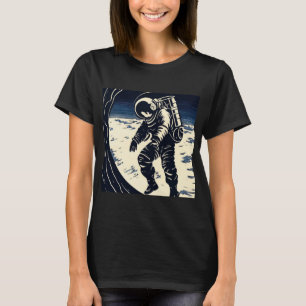 SF - Astronaut on Spacewalk Woodcut 3 T-Shirt