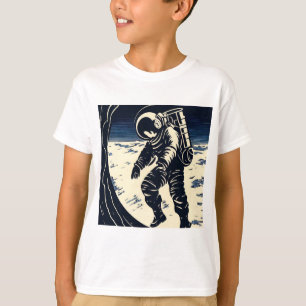 SF - Astronaut on Spacewalk Woodcut 3 T-Shirt