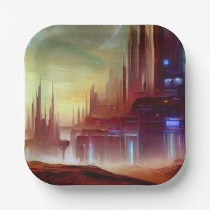 SF City On a Strange Planet 1 Paper Plate