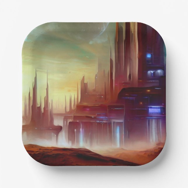 SF City On a Strange Planet 1 Paper Plate (Front)