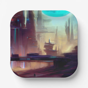 SF City On a Strange Planet 3 Paper Plate