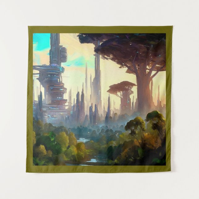 SF - City On Forest Planet 1 Tapestry (Front)