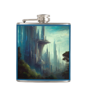 SF - City On Forest Planet 3 Hip Flask