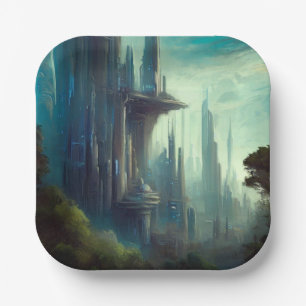 SF - City On Forest Planet 3 Paper Plate