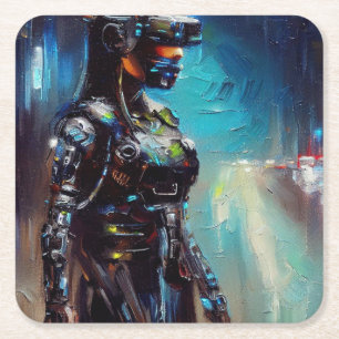 SF - Cyberpunk Hero 2 Square Paper Coaster