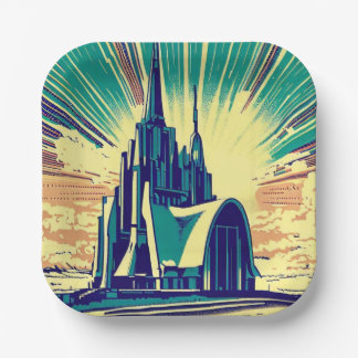 SF Futuristic Church 3 Paper Plate