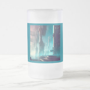 SF Futuristic City 1 Frosted Glass Beer Mug