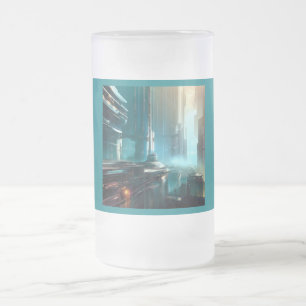 SF Futuristic City 3 Frosted Glass Beer Mug