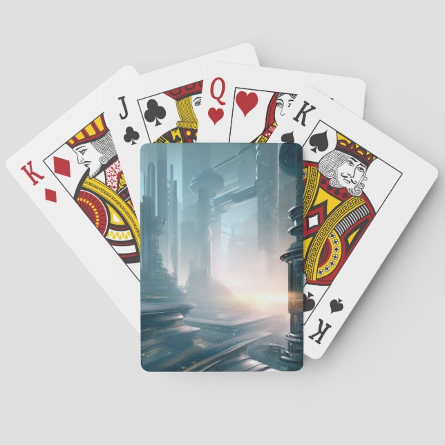 SF Futuristic City 4 Playing Cards (Back)
