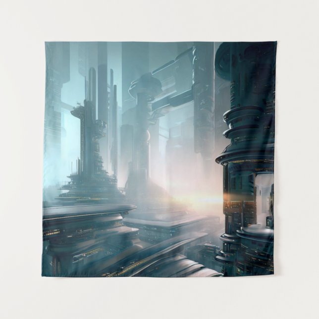 SF Futuristic City 4 Tapestry (Front)