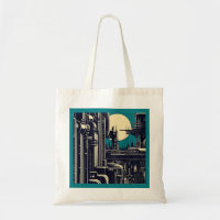 SF Futuristic City Woodcut 2