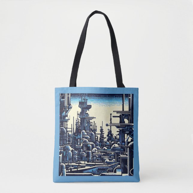 SF Futuristic City Woodcut 4 Tote Bag (Front)