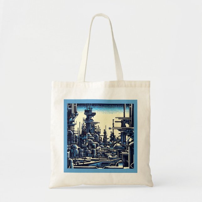 SF Futuristic City Woodcut 4 Tote Bag (Front)