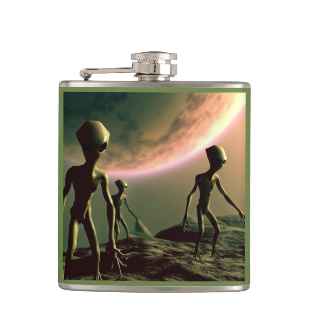 SF Grey Aliens 2 Hip Flask (Front)