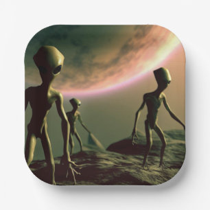 SF Grey Aliens 2 Paper Plate