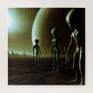 SF Grey Aliens on Alien Planet (1) Jigsaw Puzzle