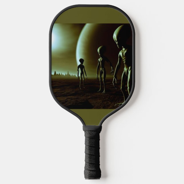 SF Grey Aliens on Alien Planet (1) Pickleball Paddle (Front)