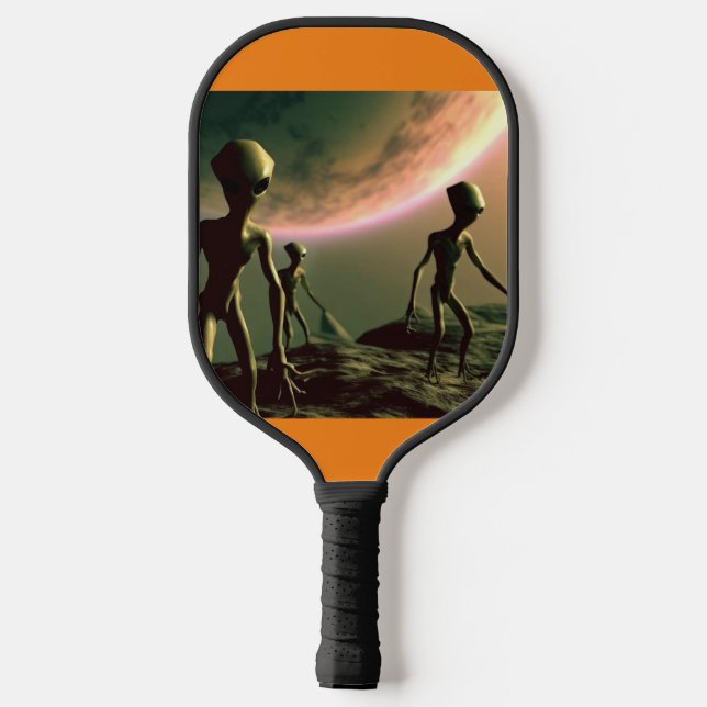 SF Grey Aliens on Alien Planet (2) Pickleball Paddle (Back)
