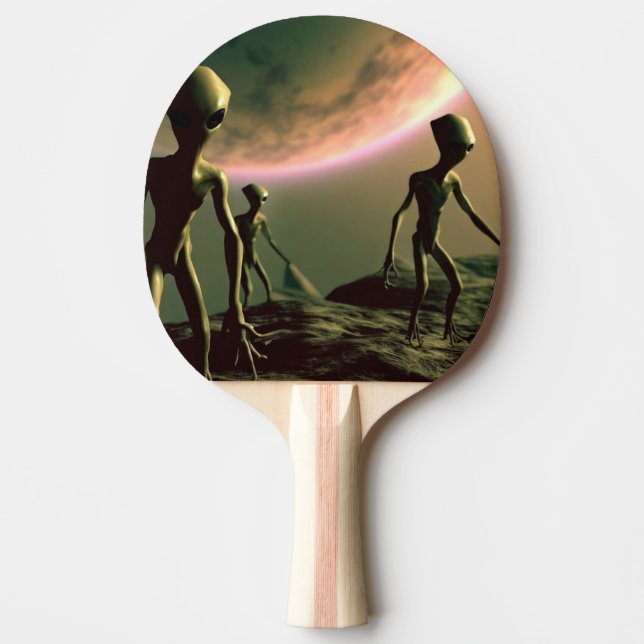 SF Grey Aliens on Alien Planet (2) Ping Pong Paddle (Front)